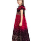 Burgundy Coloured Hand Embroidery Flutter Sleeves Style Gown For Girls - Betty Ethnic India - Gown - Betty Girls Wear Online
