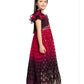 Burgundy Coloured Hand Embroidery Flutter Sleeves Style Gown For Girls - Betty Ethnic India - Gown - Betty Girls Wear Online