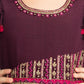 Burgundy Coloured Hand Embroidery Flutter Sleeves Style Gown For Girls - Betty Ethnic India - Gown - Betty Girls Wear Online