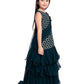 Peacock Blue Coloured Frill Styled Gown For Girls - Betty Ethnic India - Gown - Betty Girls Wear Online
