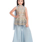 All Over Floral Embroidered & Mirror Work Embellished Kurta With Russian Palazzo & Dupatta For Girls - Betty Ethnic India - Gharara / Sharara Set - Betty Girls Wear Online