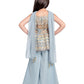 All Over Floral Embroidered & Mirror Work Embellished Kurta With Russian Palazzo & Dupatta For Girls - Betty Ethnic India - Gharara / Sharara Set - Betty Girls Wear Online