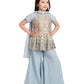 All Over Floral Embroidered & Mirror Work Embellished Kurta With Russian Palazzo & Dupatta For Girls - Betty Ethnic India - Gharara / Sharara Set - Betty Girls Wear Online