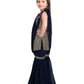 Navy Blue Striped Sequinned Kurta with Sharara & With Dupatta For Girls - Betty Ethnic India - Gharara / Sharara Set - Betty Girls Wear Online