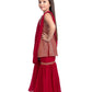 Red Striped Sequinned Kurta with Sharara & With Dupatta For Girls - Betty Ethnic India - Gharara / Sharara Set - Betty Girls Wear Online