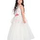 White Coloured Floral Fabric Imported Net Gown For Girls - Betty Ethnic India - Gown - Betty Girls Wear Online