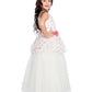 White Coloured Floral Fabric Imported Net Gown For Girls - Betty Ethnic India - Gown - Betty Girls Wear Online
