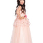 Peach Coloured Floral Fabric Imported Net Gown For Girls - Betty Ethnic India - Gown - Betty Girls Wear Online