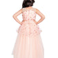 Peach Coloured Floral Fabric Imported Net Gown For Girls - Betty Ethnic India - Gown - Betty Girls Wear Online