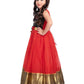 Red Embellished Pattu Pavadai Net Gown For Girls - Betty Ethnic India - Gown - Betty Girls Wear Online