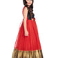 Red Embellished Pattu Pavadai Net Gown For Girls - Betty Ethnic India - Gown - Betty Girls Wear Online