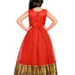 Red Embellished Pattu Pavadai Net Gown For Girls - Betty Ethnic India - Gown - Betty Girls Wear Online