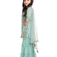 Turquoise Blue Floral Embroidered Sequinned Kurta with Sharara & With Dupatta For Girls - Betty Ethnic India - Gharara / Sharara Set - Betty Girls Wear Online