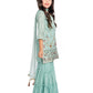 Turquoise Blue Floral Embroidered Sequinned Kurta with Sharara & With Dupatta For Girls - Betty Ethnic India - Gharara / Sharara Set - Betty Girls Wear Online