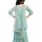 Turquoise Blue Floral Embroidered Sequinned Kurta with Sharara & With Dupatta For Girls - Betty Ethnic India - Gharara / Sharara Set - Betty Girls Wear Online