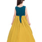 Mustard Floral Georgette Ethnic Maxi Dress - Betty Ethnic India - Gown - Betty Girls Wear Online