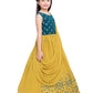 Mustard Floral Georgette Ethnic Maxi Dress - Betty Ethnic India - Gown - Betty Girls Wear Online