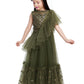 Girls Green & Gold-Toned Embellished Sequinned Ready to Wear Lehenga & Blouse With Dupatta - Betty Ethnic India - Saris & Lehengas - Betty Girls Wear Online