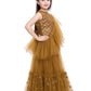 Girls Golden Embellished Sequinned Ready to Wear Lehenga & Blouse With Dupatta - Betty Ethnic India - Saris & Lehengas - Betty Girls Wear Online