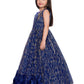 Blue and Gold Toned Embellished Net Gown For Girls - Betty Ethnic India - Gown - Betty Girls Wear Online