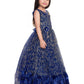 Blue and Gold Toned Embellished Net Gown For Girls - Betty Ethnic India - Gown - Betty Girls Wear Online