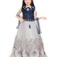 Blue & Grey Embroidered Ready to Wear Lehenga & Blouse With Dupatta Choli For Girls - Betty Ethnic India - Saris & Lehengas - Betty Girls Wear Online