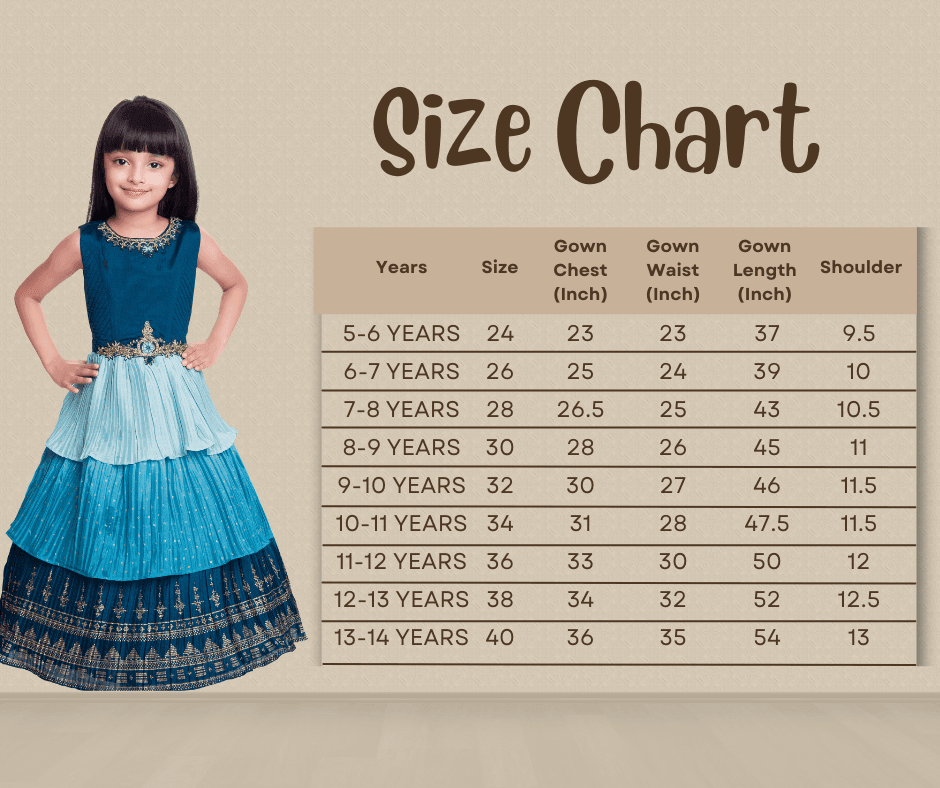 Blue Colour 3 Layered Design Chinon Fabric Ethnic Gown For Girls - Betty Ethnic India - Gown - Betty Girls Wear Online