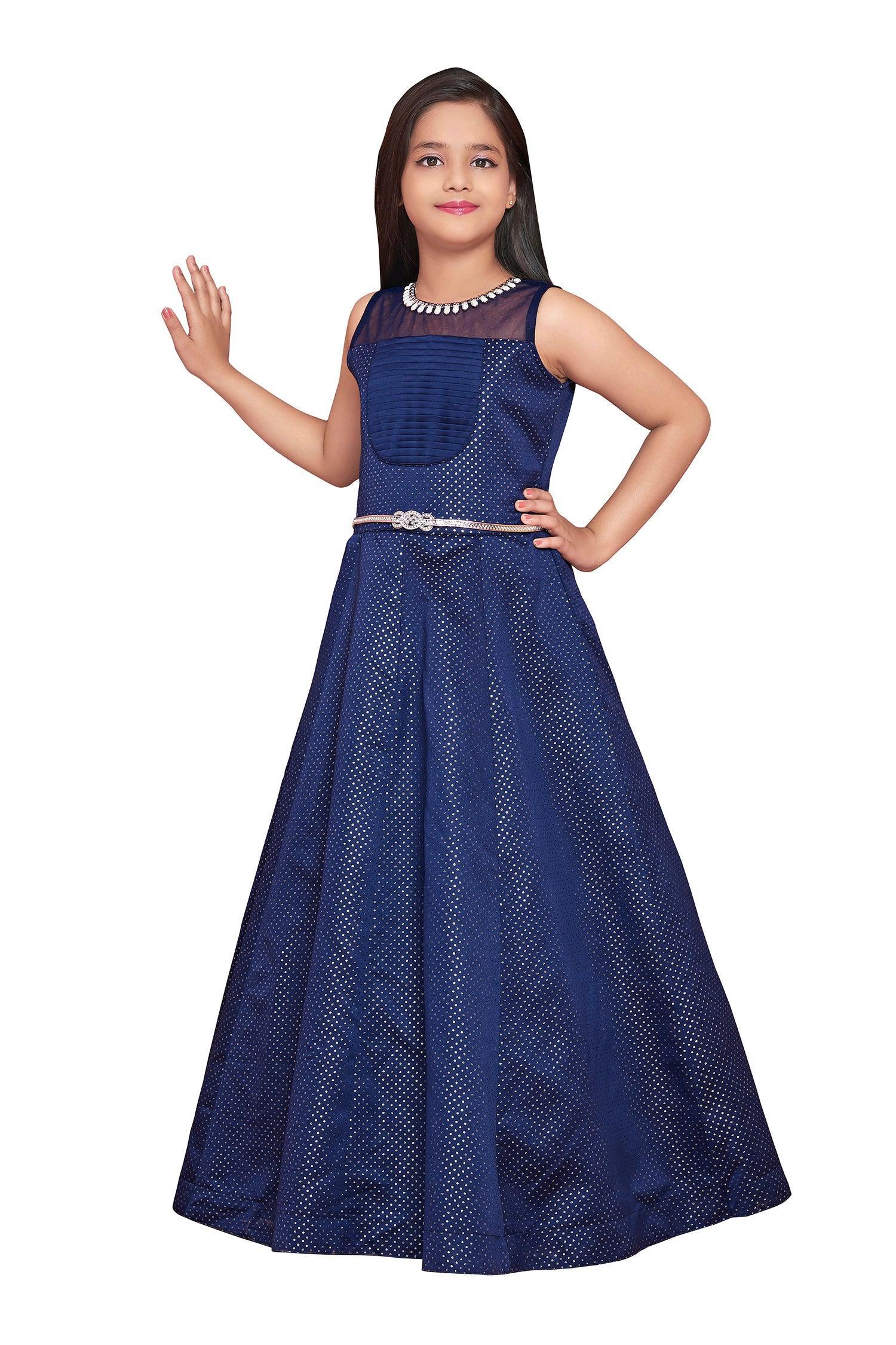 Blue Coloured Georgette Simple Gown For Girls - Betty Ethnic India - Gown - Betty Girls Wear Online