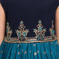 Blue Ethnic Motifs Embroidered Design Chinon Fabric Ethnic Gown For Girls - Betty Ethnic India - Gown - Betty Girls Wear Online