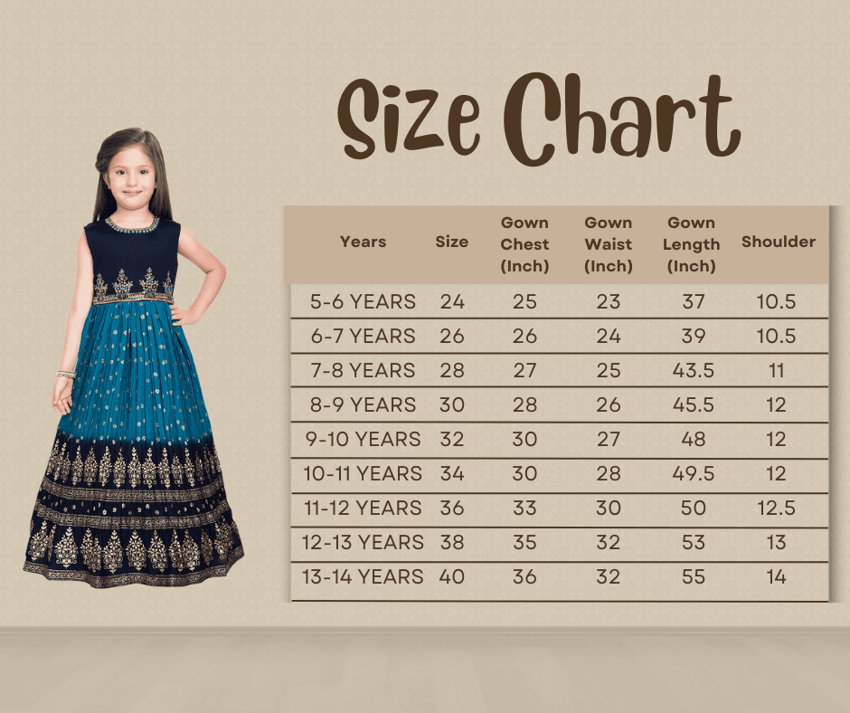 Blue Ethnic Motifs Embroidered Design Chinon Fabric Ethnic Gown For Girls - Betty Ethnic India - Gown - Betty Girls Wear Online