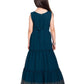 Burgundy Coloured Embellished Dupatta Styled Georgette Gown For Girls - Betty Ethnic India - Gown - Betty Girls Wear Online