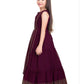 Burgundy Coloured Embellished Dupatta Styled Georgette Gown For Girls - Betty Ethnic India - Gown - Betty Girls Wear Online