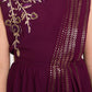 Burgundy Coloured Embellished Dupatta Styled Georgette Gown For Girls - Betty Ethnic India - Gown - Betty Girls Wear Online