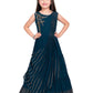 Burgundy Coloured Embellished Dupatta Styled Georgette Gown For Girls - Betty Ethnic India - Gown - Betty Girls Wear Online