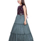 Burgundy Coloured Simple Design Imported Top Fabric Gown For Girls - Betty Ethnic India - Gown - Betty Girls Wear Online