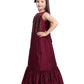 Burgundy Embellished Hand Work Ethnic Gown For Girls - Betty Ethnic India - Gown - Betty Girls Wear Online