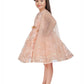 Fawn Coloured Imported Net Double Sided Sleeve Pattern Party Wear Frock For Girls - Betty Ethnic India - Frock - Betty Girls Wear Online