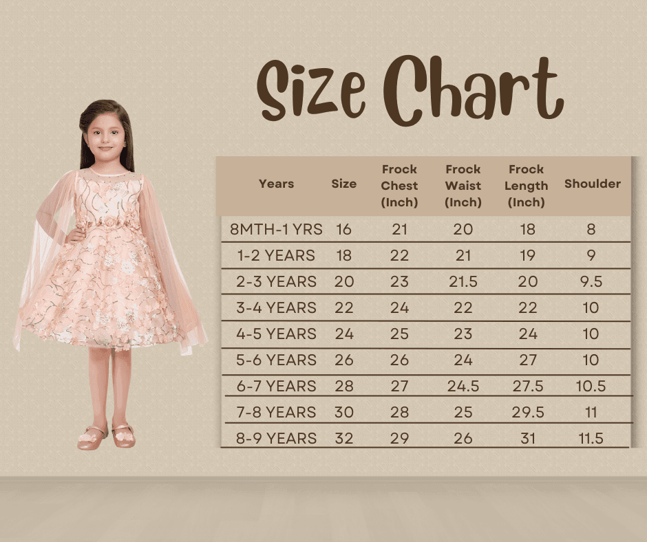 Fawn Coloured Imported Net Double Sided Sleeve Pattern Party Wear Frock For Girls - Betty Ethnic India - Frock - Betty Girls Wear Online