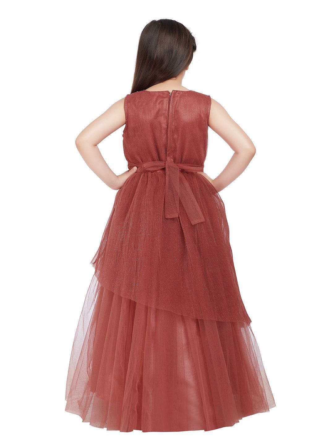 Flamingo Imported Net Party Wear Gown For Girls - Betty Ethnic India - Gown - Betty Girls Wear Online