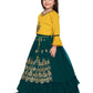 Full Sleeves Choli For Girls With Sequin Detailing Flared Lehenga & Dupatta - Yellow & Green - Betty Ethnic India - Saree & Lehenga - Betty Girls Wear Online
