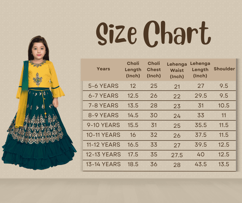 full sleeves choli for girls with sequin detailing flared lehenga and dupatta yellow and green betty ethnic india 5