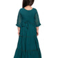 Full Sleeves Dupatta Styled Crystal Embellished Green Coloured Gown For Girls - Betty Ethnic India - Gown - Betty Girls Wear Online