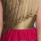 Girls Gold Toned and Green Ethnic Motifs Printed Pleated Chinon Gown For Girls - Betty Ethnic India - Gown - Betty Girls Wear Online