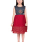 Girls Red & Grey Embroidered Layered Fit & Flare With Jacket Party Wear Frock For Girls - Betty Ethnic India - Frock - Betty Girls Wear Online