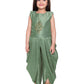 Green Coloured solid Top with Dhoti Pants For Girls - Betty Ethnic India - Dhoti Sets - Betty Girls Wear Online