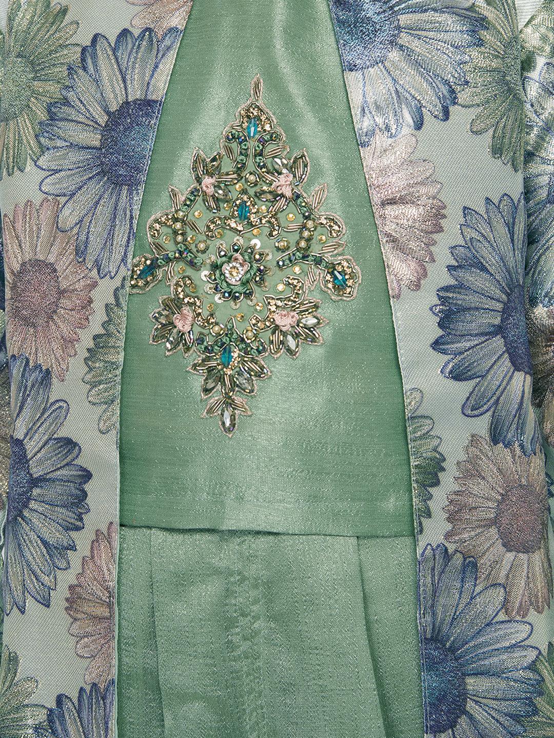 Green Coloured solid Top with Dhoti Pants For Girls - Betty Ethnic India - Dhoti Sets - Betty Girls Wear Online