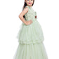 Green Embellished Peplum Styled Net Party Wear Gown For Girls - Betty Ethnic India - Gown - Betty Girls Wear Online