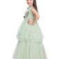 Green Embellished Peplum Styled Net Party Wear Gown For Girls - Betty Ethnic India - Gown - Betty Girls Wear Online