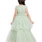 Green Embellished Peplum Styled Net Party Wear Gown For Girls - Betty Ethnic India - Gown - Betty Girls Wear Online