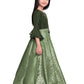Green Floral Jacquard Simple Gown For Girls - Betty Ethnic India - Gown - Betty Girls Wear Online